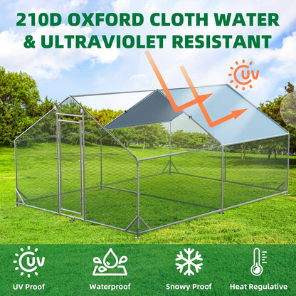 Outdoor Chicken Coop, Large Metal Chicken Coop Tri-Supporting Reinforced Upgrade Chicken House with Waterproof Snowy Proof, Chicken Pen for Duck Rabbit Farm Use, Livestock Pen, Animal Shelter, Durable Design, Longlasting Dura