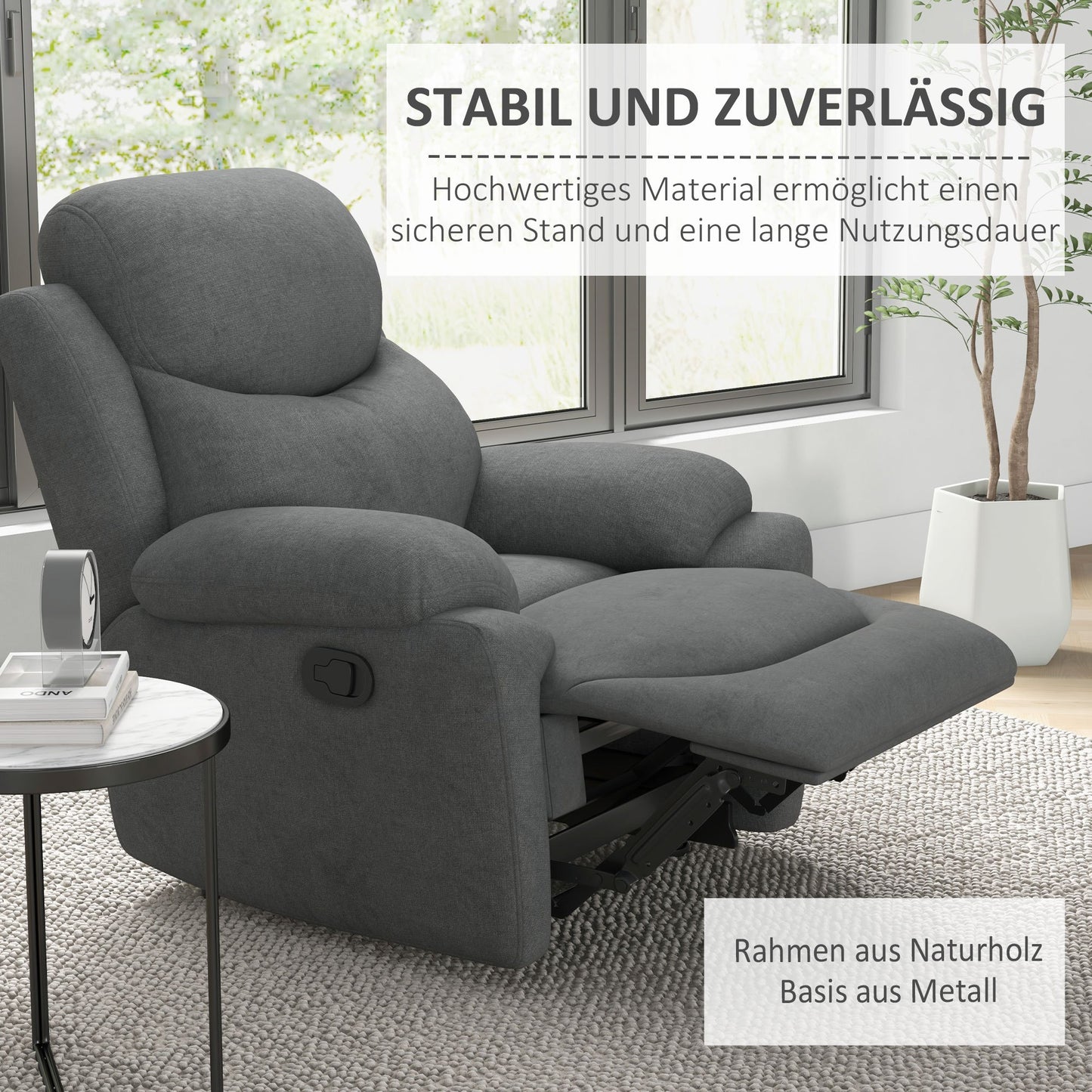 Relaxfauteuil – Fauteuil – Lounge Stoel – Sleeper Chair – TV Stoel – Ergonomisch Ontwerp – Hoogwaardig Schuim – Grijs Linnen
