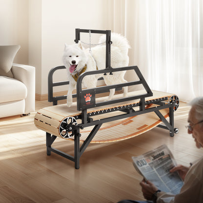 Hondloopband – Hondenloopmachine – Loopband Honden – Binnenloopband – Looptrainer Hond – Geschikt voor Grote Honden Tot 100 kg – Stevig Carbonstaal Frame met Houten Loopvlak