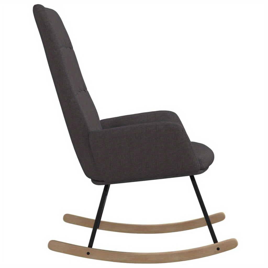 Schommelstoel – Schommeldstoel – Relaxstoel – Lounge Stoel – Donkergrijze Stoffering – Stevig Hardhout – Comfortabele Zitting