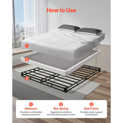Boxspring Bedbodem – Boxspring Onderstel – Bedframe – Matras Ondersteuning – Queen Size – Staal Frame – Antislip Stoffen Hoes – 200x151x10 cm – Draagvermogen 1600 kg