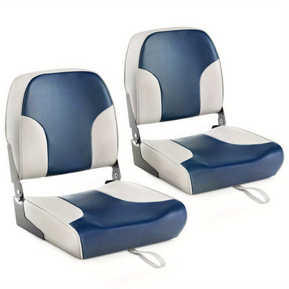 Opvouwbare Bootstoel Set – Vouwstoel – Bootbank – Visstoel – Opklapbare Bootstoel – 12 Cm Dikke Comfortabele Spons – Waterafstotend PVC Blauw-Beige-Grijs