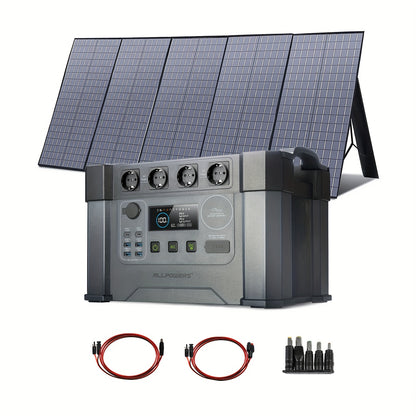 ALLPOWERS S2000 PRO Portable Power Station + 400W/200W/100W Solar Panel | 1500Wh 2700W (AC+DC) /100W USB-C Output, 1.5 Hr Fast Charge, Dual-Purpose Battery Powered, Ideal for RV, Home