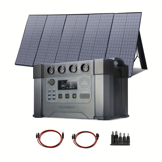 ALLPOWERS S2000 PRO Portable Power Station + 400W/200W/100W Solar Panel | 1500Wh 2700W (AC+DC) /100W USB-C Output, 1.5 Hr Fast Charge, Dual-Purpose Battery Powered, Ideal for RV, Home