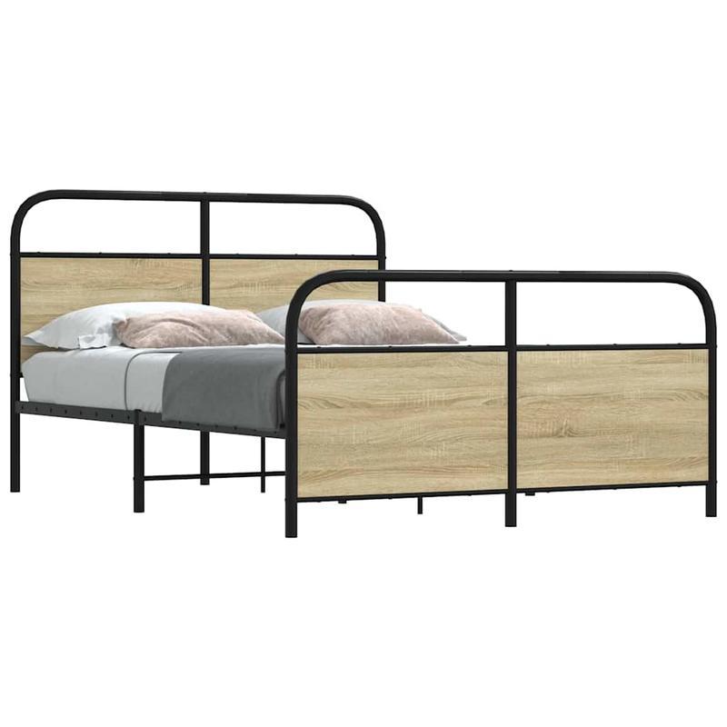 Single bed, Sonoma oak metal structure without mattress 140x200cm