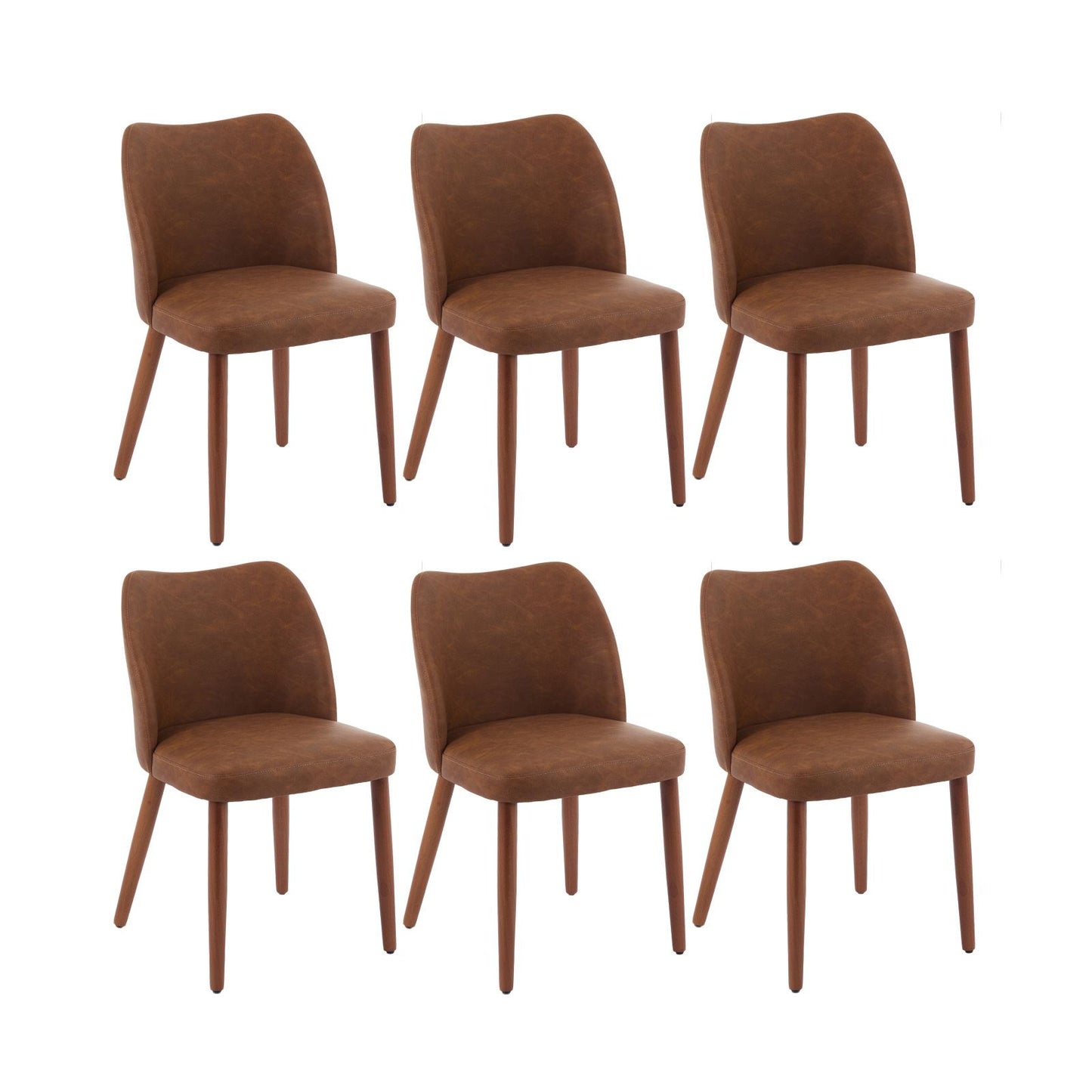 Set of 2 Modern Dining Chairs | Upholstered Kitchen Side Chairs with Hardwood Legs, Brown Color for Restaurant and Dining Room