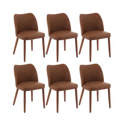 Set of 2 Modern Dining Chairs | Upholstered Kitchen Side Chairs with Hardwood Legs, Brown Color for Restaurant and Dining Room