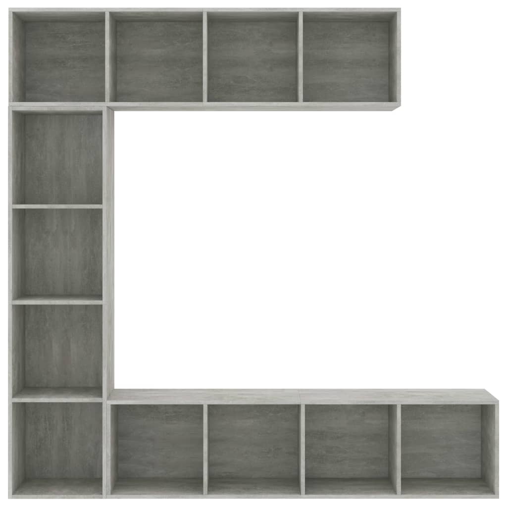 Boekenkast – Boekenrek – Opbergkast – Vakkenkast – Stellingkast – Betongrijs – 12 Vakken – Vochtbestendig Hout