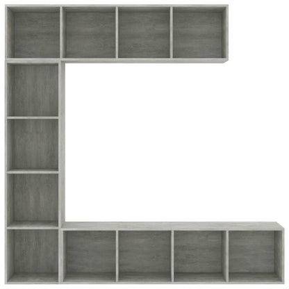 Boekenkast – Boekenrek – Opbergkast – Vakkenkast – Stellingkast – Betongrijs – 12 Vakken – Vochtbestendig Hout