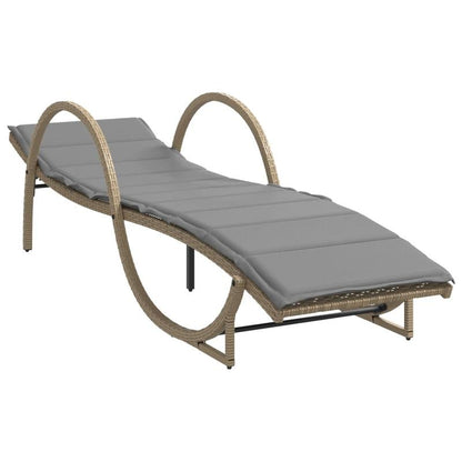 Lounger – Ligstoel – Tuinbank – Relaxstoel – Beige Kussen – Verstelbare Rugleuning – Wicker Resin Frame