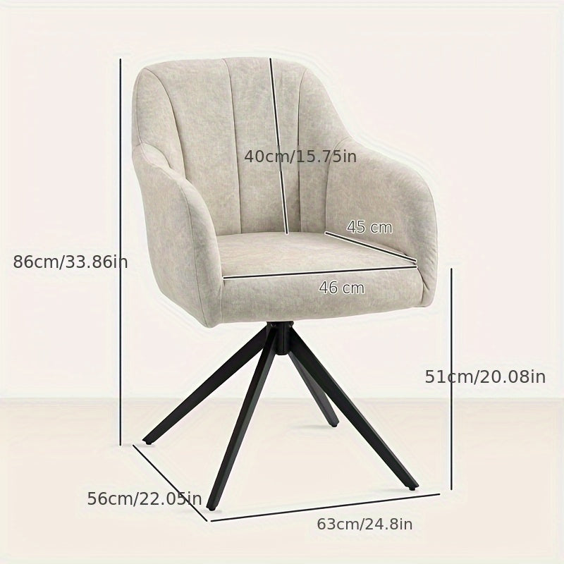 Draaifauteuil – Lounge Stoel – Fauteuil – Relaxstoel – Bureaustoel – Beige – Bamboe Frame – Stalen Poten – Ergonomisch – Eenvoudige Montage