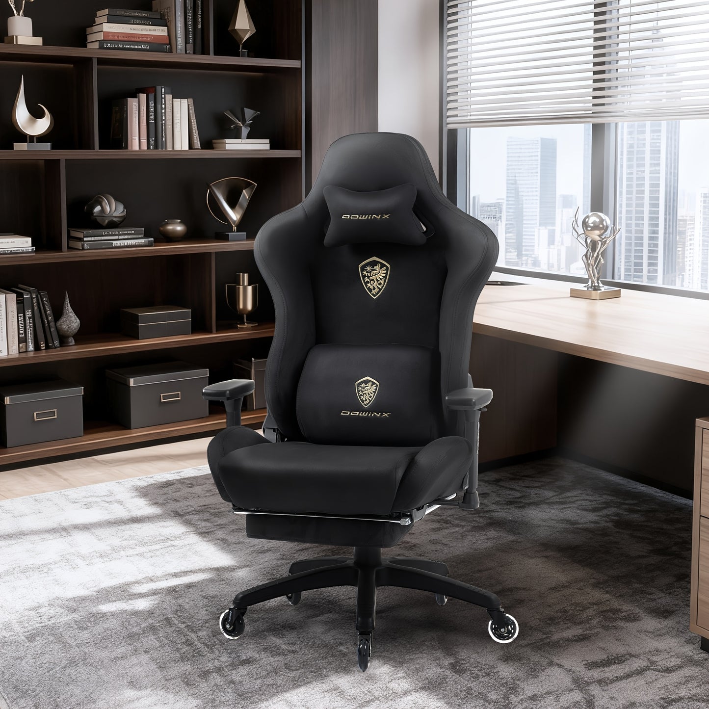 Gamingstoel – Gamestoel – Gaming Chair – Bureaustoel – Game Stoel – Ergonomisch Hoog Model – 3D Armleuningen & Lendensteun – Verstelbare Voetsteun & PU Wieltjes – Wit