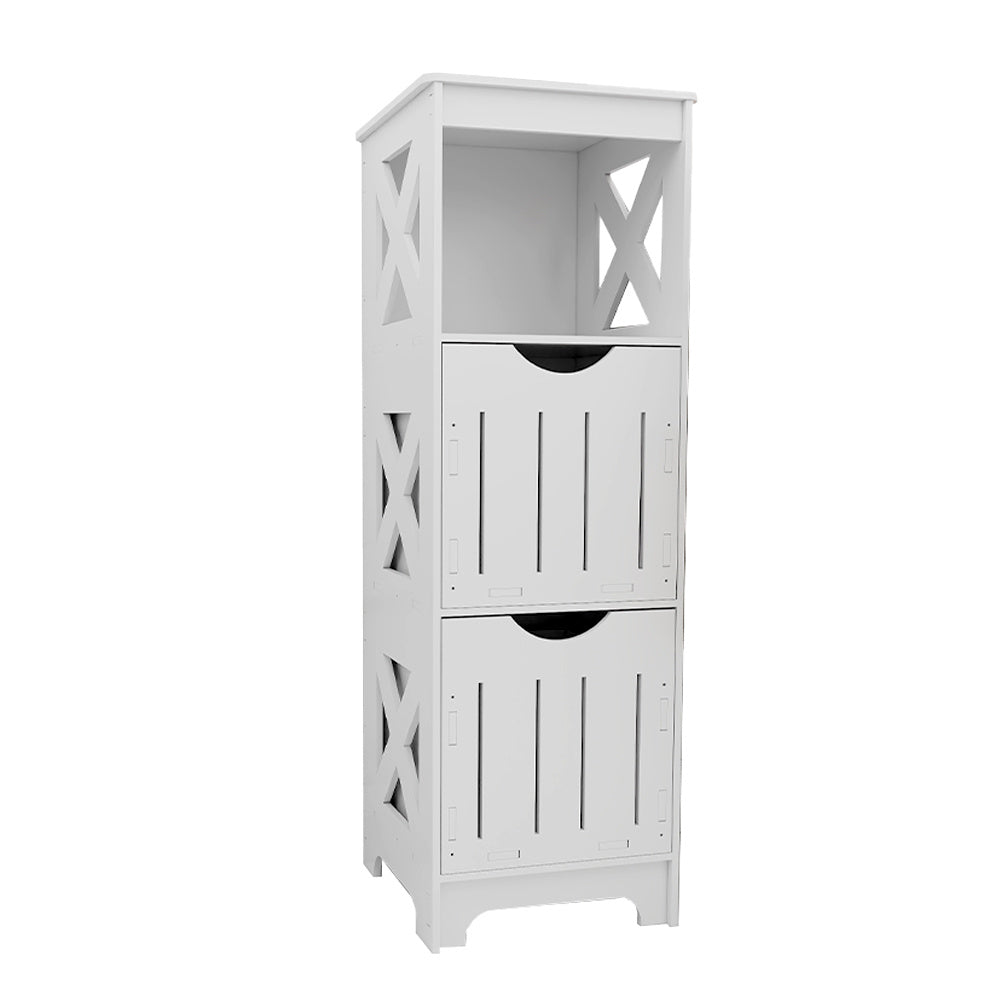 Badkamerkast – Opbergkast – Badkamermeubel – Kast Met Laden – Smalle Kast Wit – Compact 89x30x30 cm – Vochtbestendig Kunststof