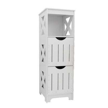 Badkamerkast – Opbergkast – Badkamermeubel – Kast Met Laden – Smalle Kast Wit – Compact 89x30x30 cm – Vochtbestendig Kunststof