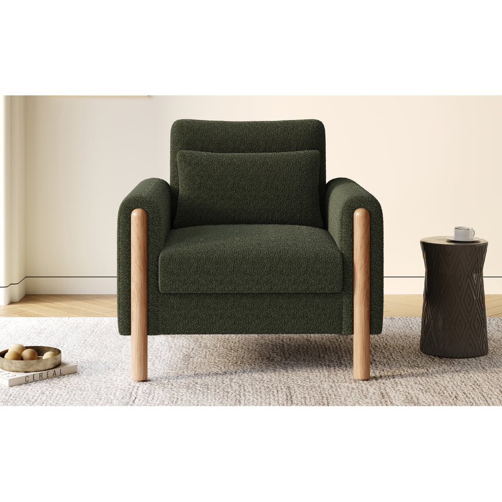 Fauteuil – Loungestoel – Relaxstoel – Zetel – Stoel – Groene Pluche Bekleding – Duurzaam Niet-Houten Frame