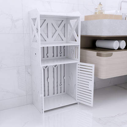 Badkamerkast – Opbergkast – Kolomkast – Badkamermeubel – Wastafelonderkast – Ruimtebesparend 40x25x90 cm – Waterbestendig PVC Met Decoratieve Uitsparingen