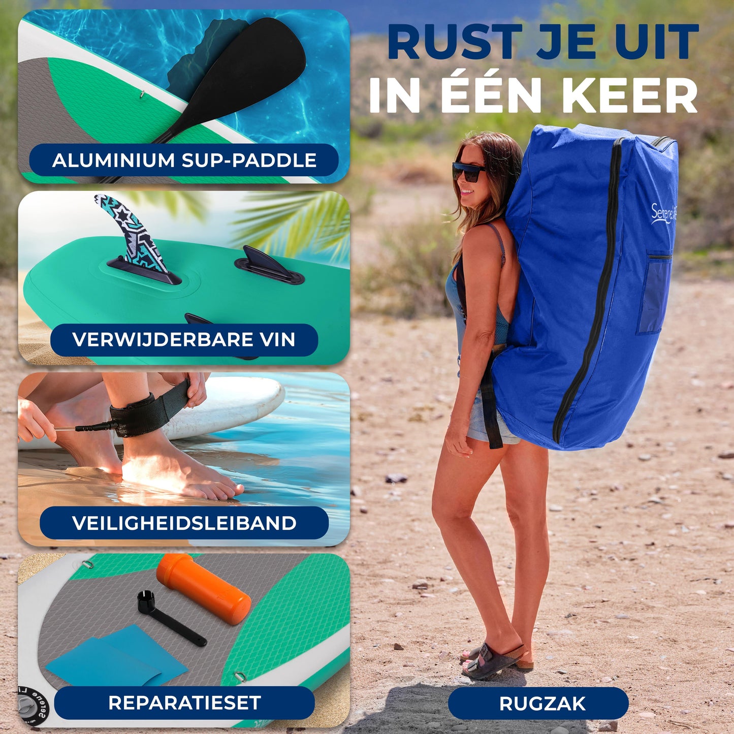 Inflatable SUP Board – Paddleboard – Stand Up Paddle – Opblaasbare SUP – SUP Bord – Extra Breed 81 cm – Versterkt PVC & Anti-Slip Deck – Compleet Set Olijfgroen