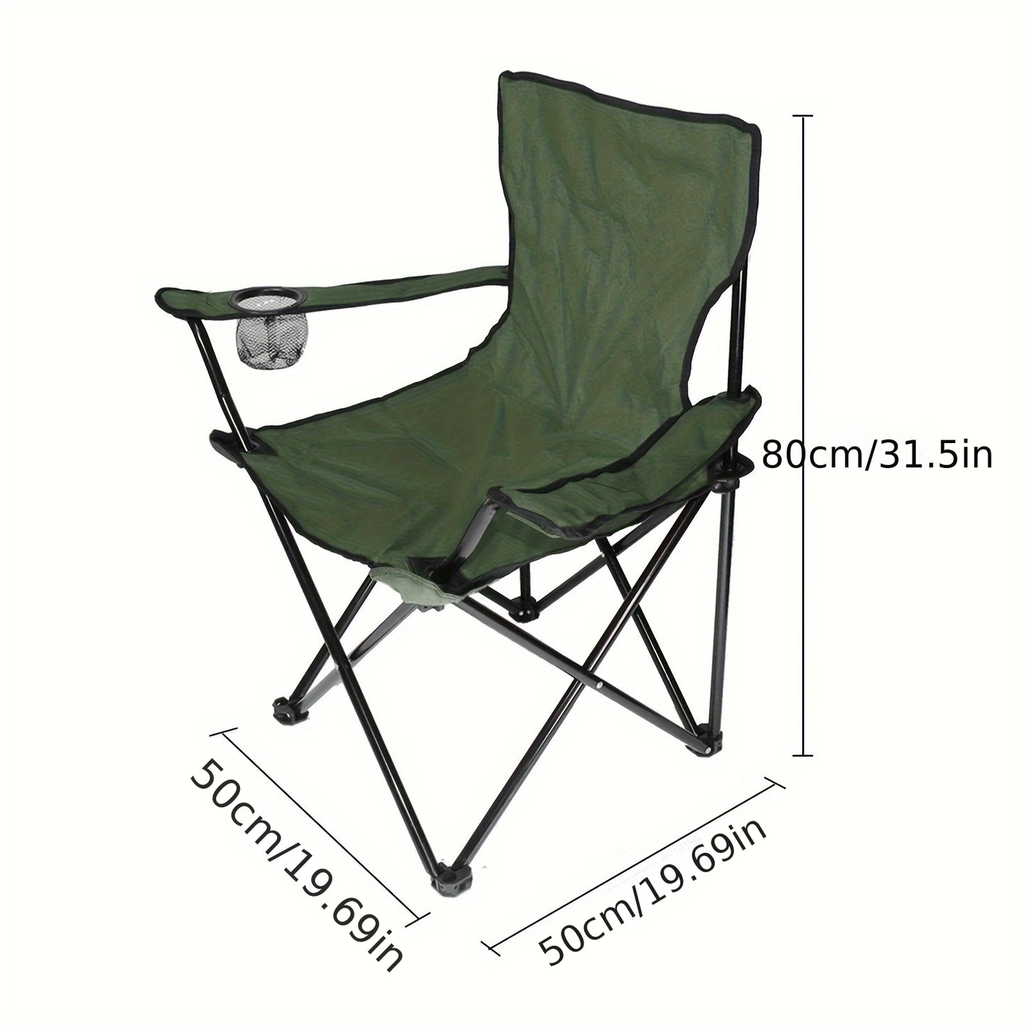 Campingstoel – Vouwstoel – Outdoorstoel – Camping Kruk – Draagbare Stoel – Inklapbaar Ontwerp – Ergonomische Rugleuning & Armleuningen – Stevig Stalen Frame & Compact Lichtgewicht
