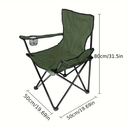 Campingstoel – Vouwstoel – Outdoorstoel – Camping Kruk – Draagbare Stoel – Inklapbaar Ontwerp – Ergonomische Rugleuning & Armleuningen – Stevig Stalen Frame & Compact Lichtgewicht
