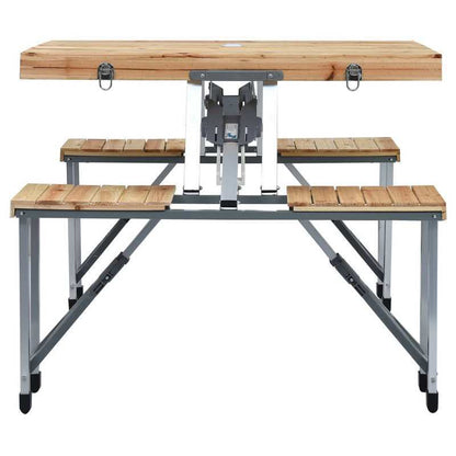Campingtafel – Opvouwbare Tafel – Picknicktafel – Kampeertafel – Buitentafel – Lichtgewicht Aluminium & Hout – Stevig Stalen Frame