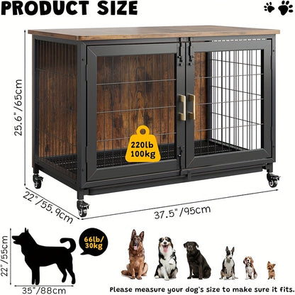 Hondenbench – Bench – Hondenkooi – Hondenhok – Transportbench – 95,25 cm – Met Wieltjes – Uitneembare Tray – Voor Kleine en Middelgrote Honden Tot 29,94 kg