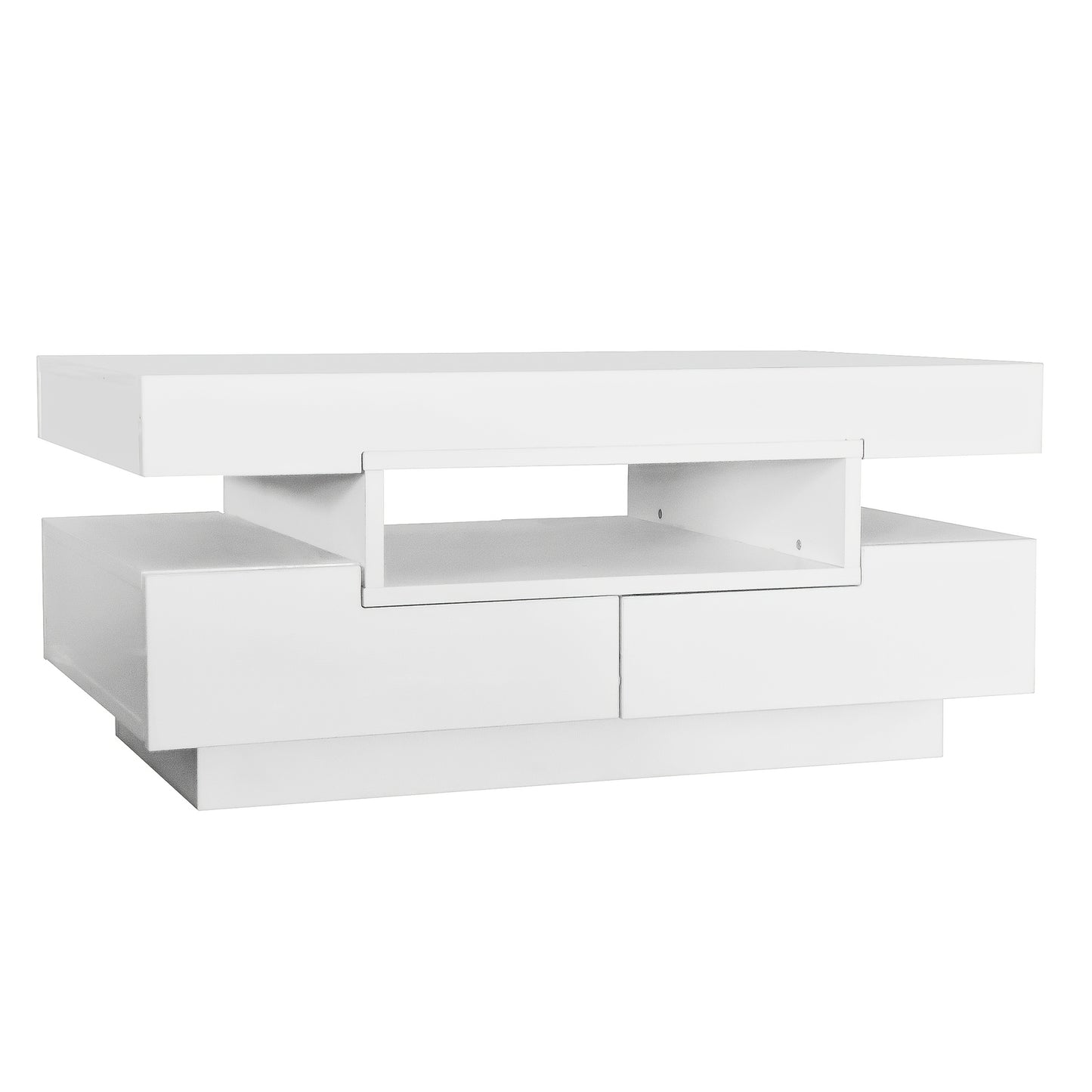 Salontafel – Koffietafel – Bijzettafel – Opbergtafel – Witte Tafel – Metalen Frame – Ruimtebesparend Ontwerp