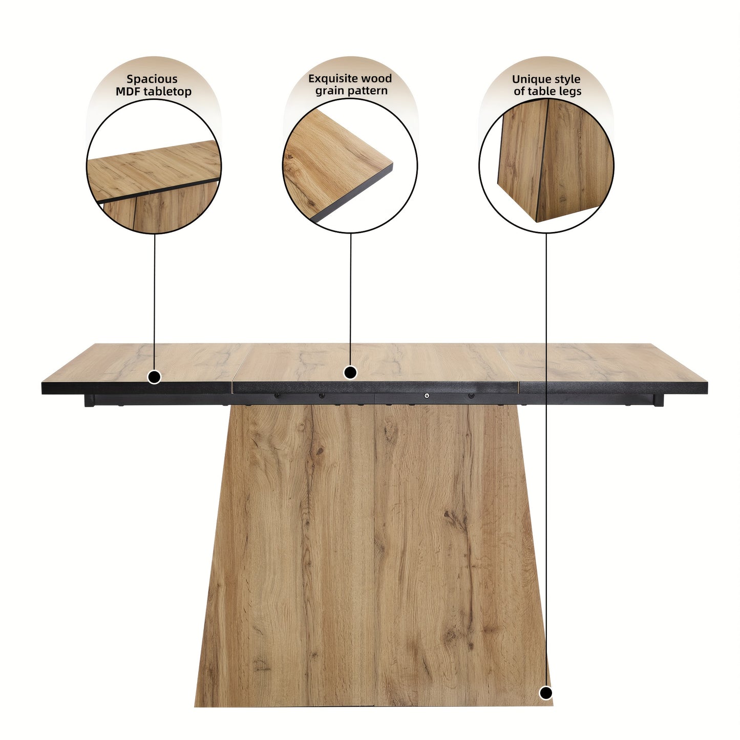 Eettafel – Keukentafel – Tafel – Barmeubel – Bamboetafel – Rechthoekig – Natuurlijk Bamboe – Stevig Zwart A-Frame Onderstel