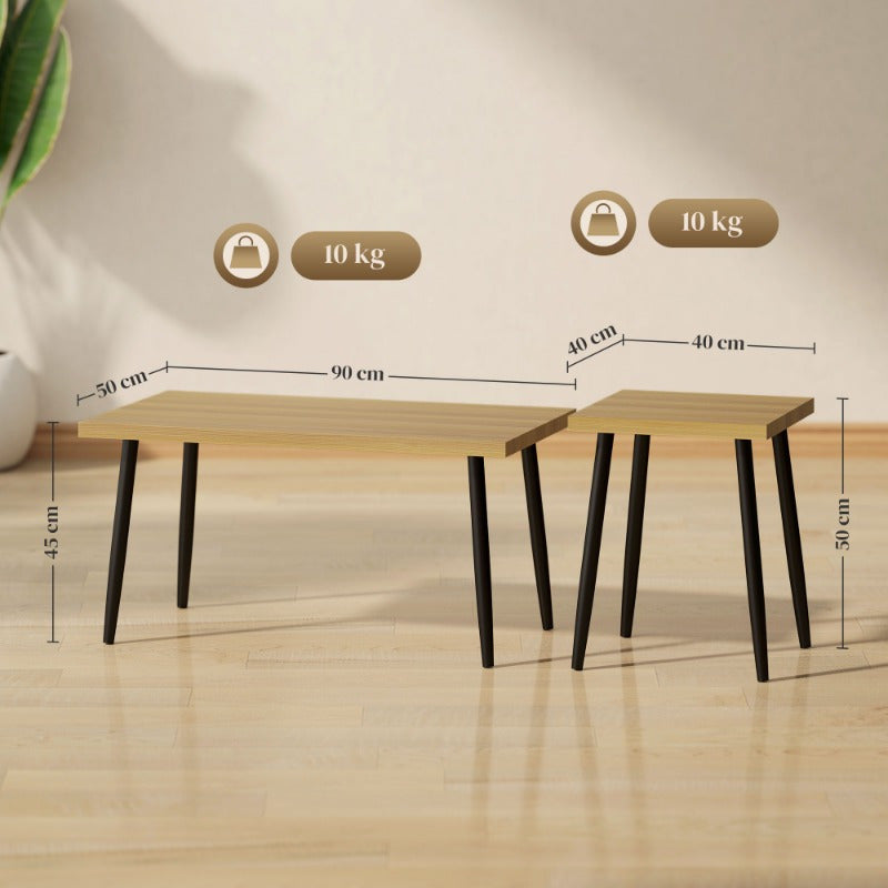 Salontafelset – Bijzettafel – Woonkamertafel – Nachtkastje – Tafeltjes Set – Stalen Frame – Ruimtebesparend Ontwerp