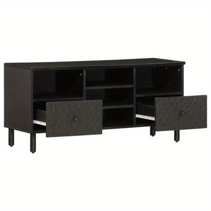 TV Cabinet 100X33X46 Cm Solid Mango Wood Black