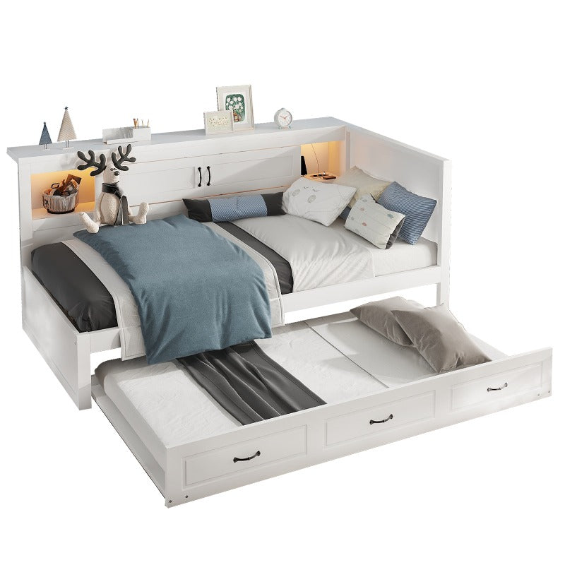 Bankbed – Slaapbank – Bedbank – Logeerbed – Slaapstoel – Modern Wit – Uitschuifbaar 90x200 cm – Opbergruimte Onder Bed Met Wieltjes