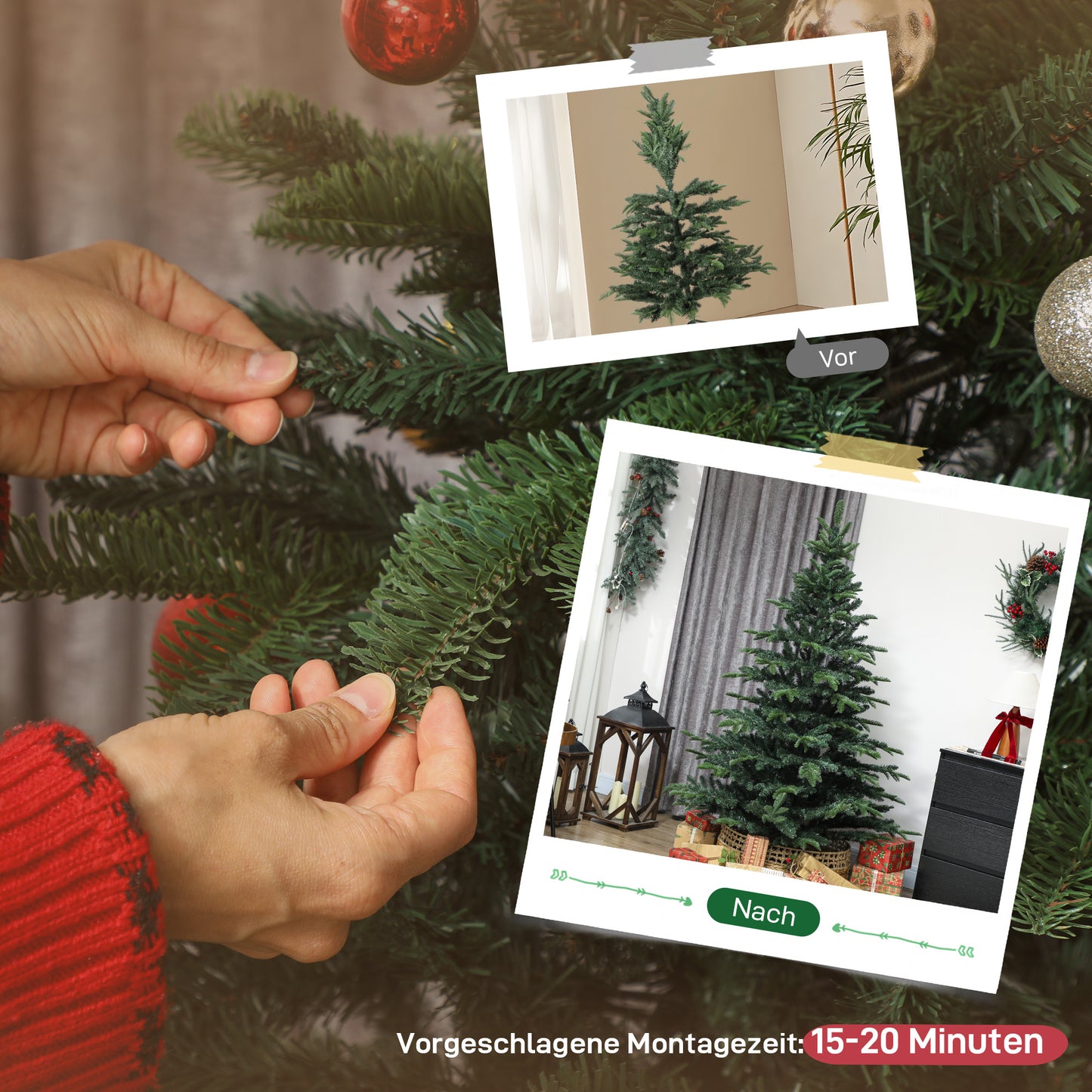 Kunstkerstboom – Nepkerstboom – Kerstboom Kunst – Kunstige Kerstboom – Valse Kerstboom – 180 cm Hoog – Brandvertragend PVC En Metaal