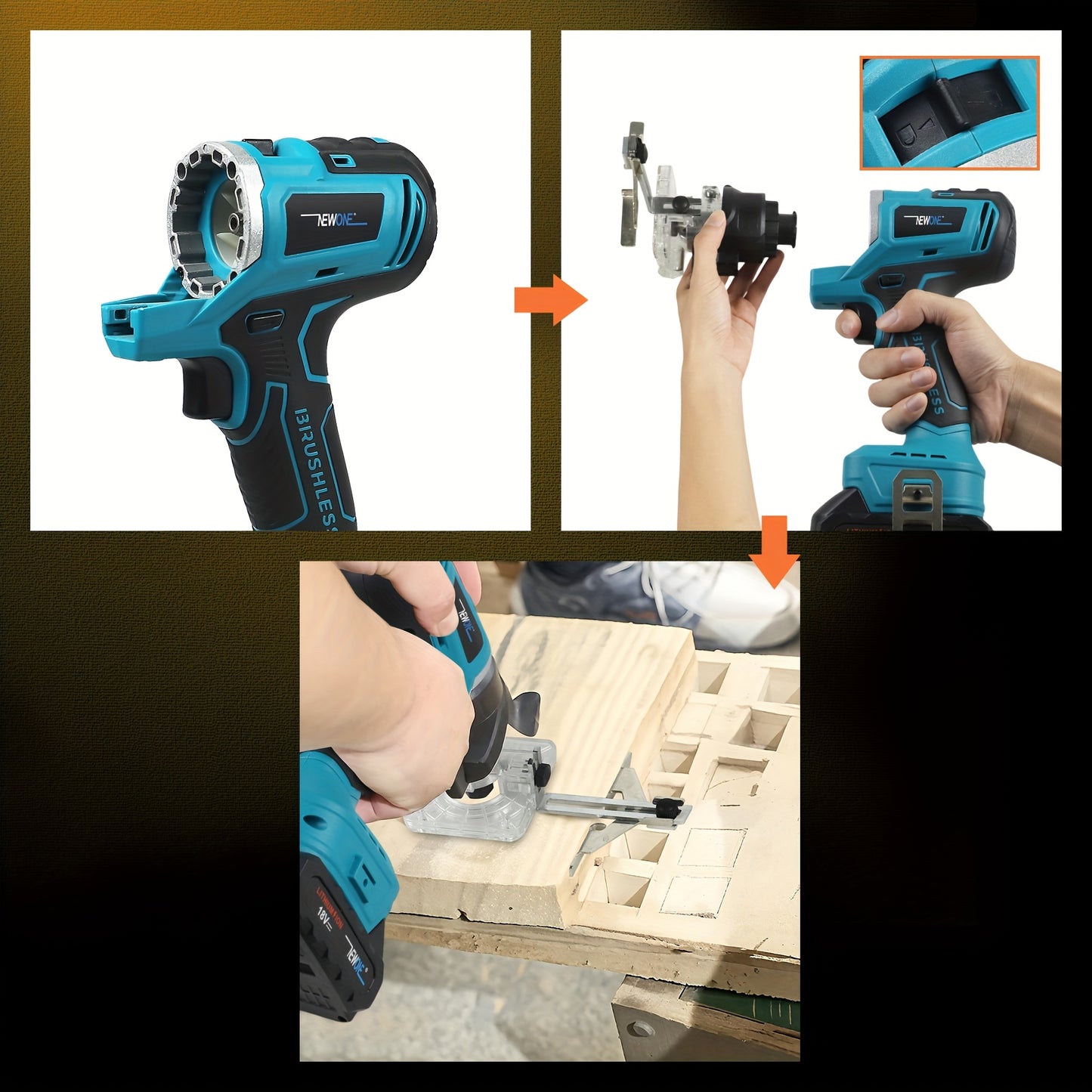 Brushless Multifunctional N-in-1 Electric Tool Combination Package, Accessories: Electric Drill, Electric Hammer, Wrench, M14 Angle Grinder, 85mm Circular Saw, Reciprocating Saw, Sanding Machine. Portable LED Lights. Multiple