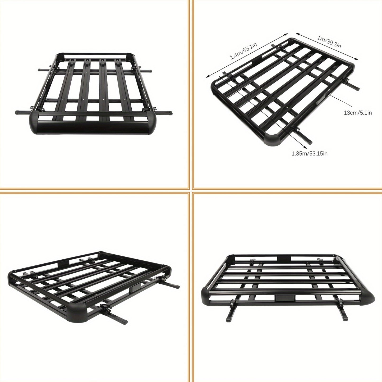 Dakkofferdrager – Dakdrager – Dakraildrager – Autodakdrager – Bagagedrager – Verstelbaar 100-135 cm – Maximaal 150 kg Draagvermogen – Aluminium & IJzer