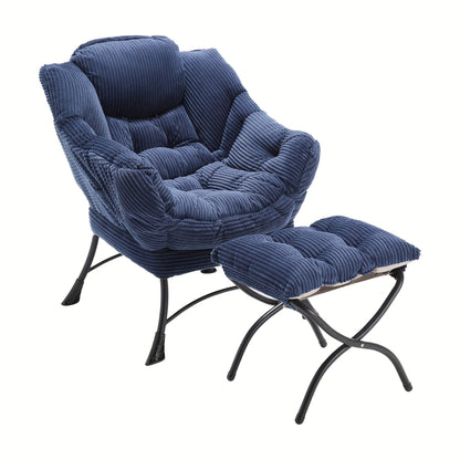 Modern Lazy Susan Ottoman Chair with Footrest & Armrests - Space-Saving Accent Chair with Side Pockets, Soft Cushioned Seat & Backrest, Easy Assembly for  Spaces, Living Room, Bedroom, Corner - Black & Neutral Tones, Durable