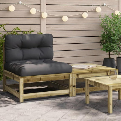 Tuinbank – Buitenbank – Zitbank – Balkonbank – Houten Tuinmeubel – Lichtbruin Hout – Inclusief Kussens en Voetenbank