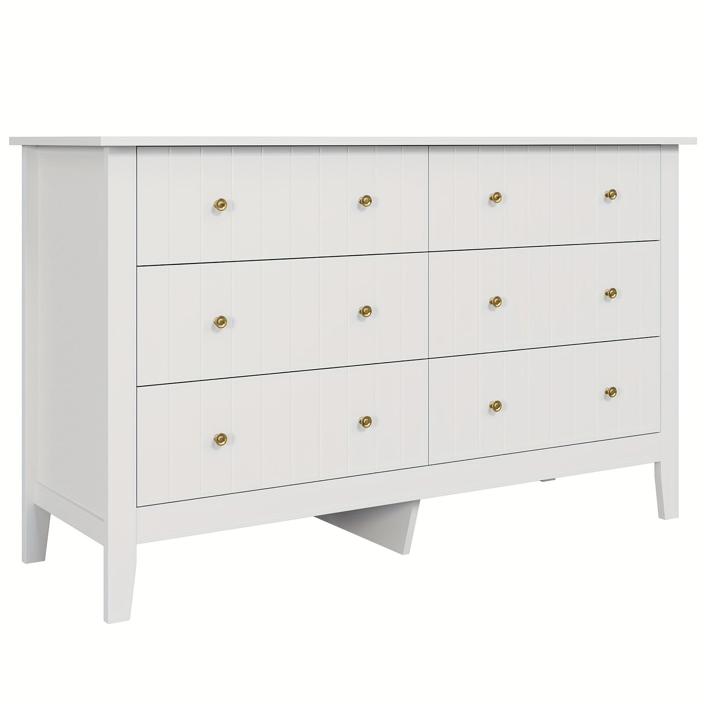 Ladekast – Ladenkast – Kommode – Dressoir – Opbergkast – 6 Ruime Lades – Krasbestendig Metalen Handgrepen – Wit – Modern Scandinavisch Design – Eenvoudige Montage – Grote Opbergruimte (≥3,2m³)