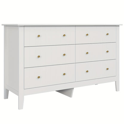 Ladekast – Ladenkast – Kommode – Dressoir – Opbergkast – 6 Ruime Lades – Krasbestendig Metalen Handgrepen – Wit – Modern Scandinavisch Design – Eenvoudige Montage – Grote Opbergruimte (≥3,2m³)