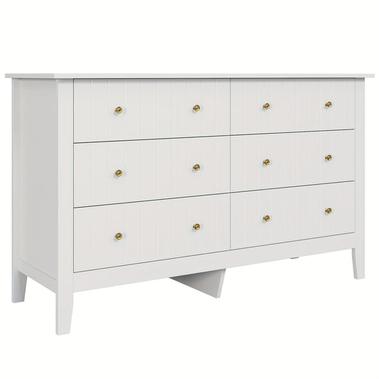 Ladekast – Ladenkast – Kommode – Dressoir – Opbergkast – 6 Ruime Lades – Krasbestendig Metalen Handgrepen – Wit – Modern Scandinavisch Design – Eenvoudige Montage – Grote Opbergruimte (≥3,2m³)