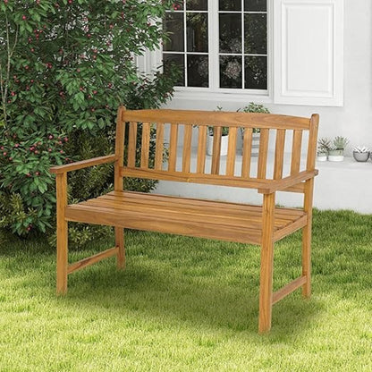 Tuinbank – Buitenbank – Tuinmeubel – Houten Bank – Acaciahouten Bank – 2 Persoons – Ergonomisch Design – Draagvermogen 360 kg