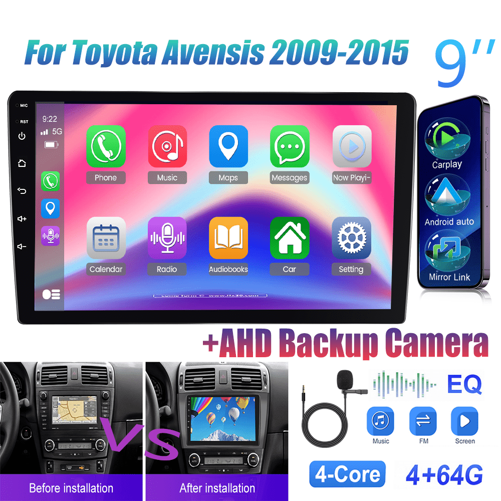 Autoradio – Auto Stereo – Car Multimedia – Dubbel DIN Radio – Navigatiesysteem – 9-Inch IPS Touchscreen – Draadloos CarPlay & Android Auto – AHD Achteruitrijcamera & GPS Navigatie