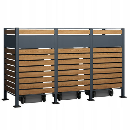 Afvalcontainerbehuizing – Containerkast – Afvalbak Opbergbox – Prullenbak Schuilplek – Afvalopslag – Voor 4 Containers 240L – Weerbestendig Kunststof – Gasveer Deksel Met Schokdempers