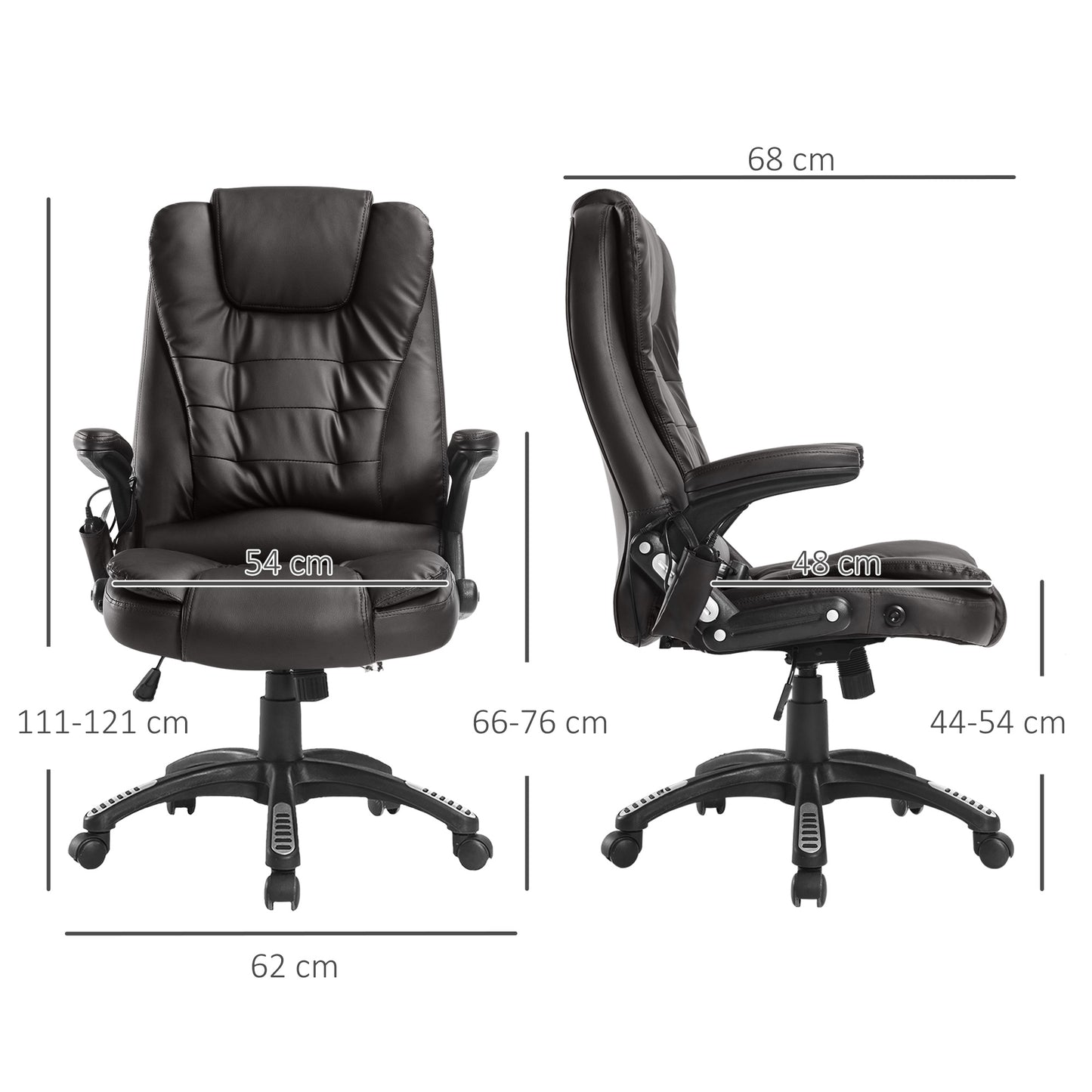 Ergonomische Bureaustoel – Bureaustoel Met Massage – Draaistoel – Bureaustoel Met Verwarming – Kantoorstoel – Hoogte Verstelbaar – Bruin Kunstleer