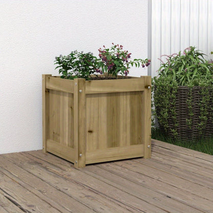 Plantenbak – Bloembak – Moestuinbak – Kruidenbak – Bloempot – Houten Vierkante Plantenbak – 40,6x40,6x40,6 cm – Geïmpregneerd Grenenhout Met Afwatering