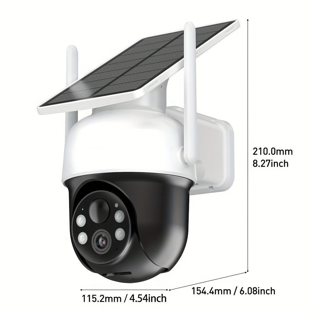 Draadloze Beveiligingscamera – Zonne-energie Camera – Outdoor Camera – 2K Resolutie – 360 Graden Panoramisch Zicht – Helder Kleurnachtzicht - set van 2 Stuks
