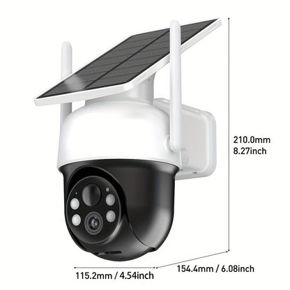 Draadloze Beveiligingscamera – Zonne-energie Camera – Outdoor Camera – 2K Resolutie – 360 Graden Panoramisch Zicht – Helder Kleurnachtzicht - set van 2 Stuks