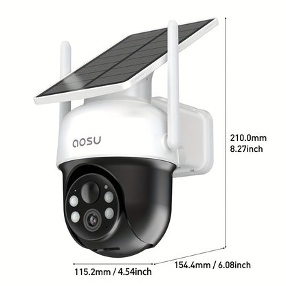 Draadloze Beveiligingscamera – Buiten Camera – Zonnepaneel Camera – Wifi Camera – Surveillance Camera – 2 Stuks – 5MP Nachtzicht – Panoramische PTZ Met Bewegingssensor