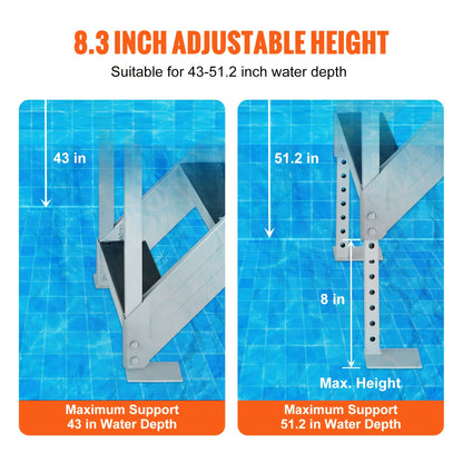 Steigerladder – Steiger Trap – Bootladder – Aluminium Ladder – Verstelbaar – 4 Treden – Lichtgewicht Aluminium – Antislip Veiligheid