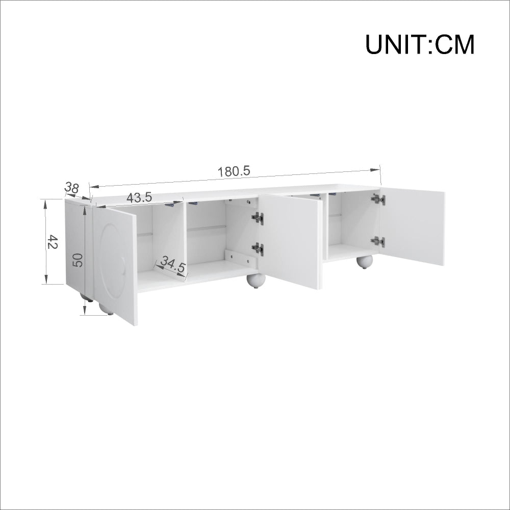 Modern White TV Stand, TV Cabinet, TV Panel, Low TV Stand. Unique Design.