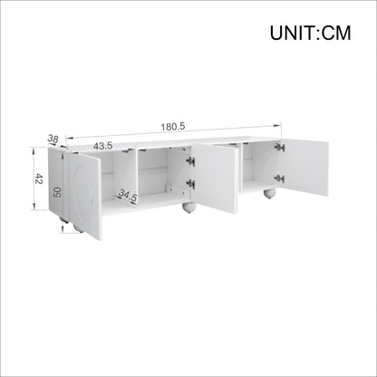 Modern White TV Stand, TV Cabinet, TV Panel, Low TV Stand. Unique Design.