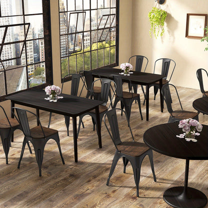 Eetkamerstoelen – Keukenstoelen – Stapelbare Stoelen – Metalen Stoelen – Houten Zitvlak – Set Van 4 – Afneembare Rugleuning – Ruimtebesparend Design – Bruin